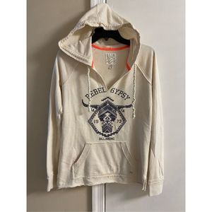 Billabong Cream Hoodie with Navy Graphic